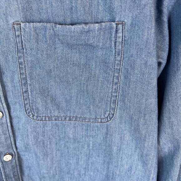 Prana Shirt Womens SZ Small Washed Out Denim Chambray 100% Organic Cotton Simple - Picture 7 of 15